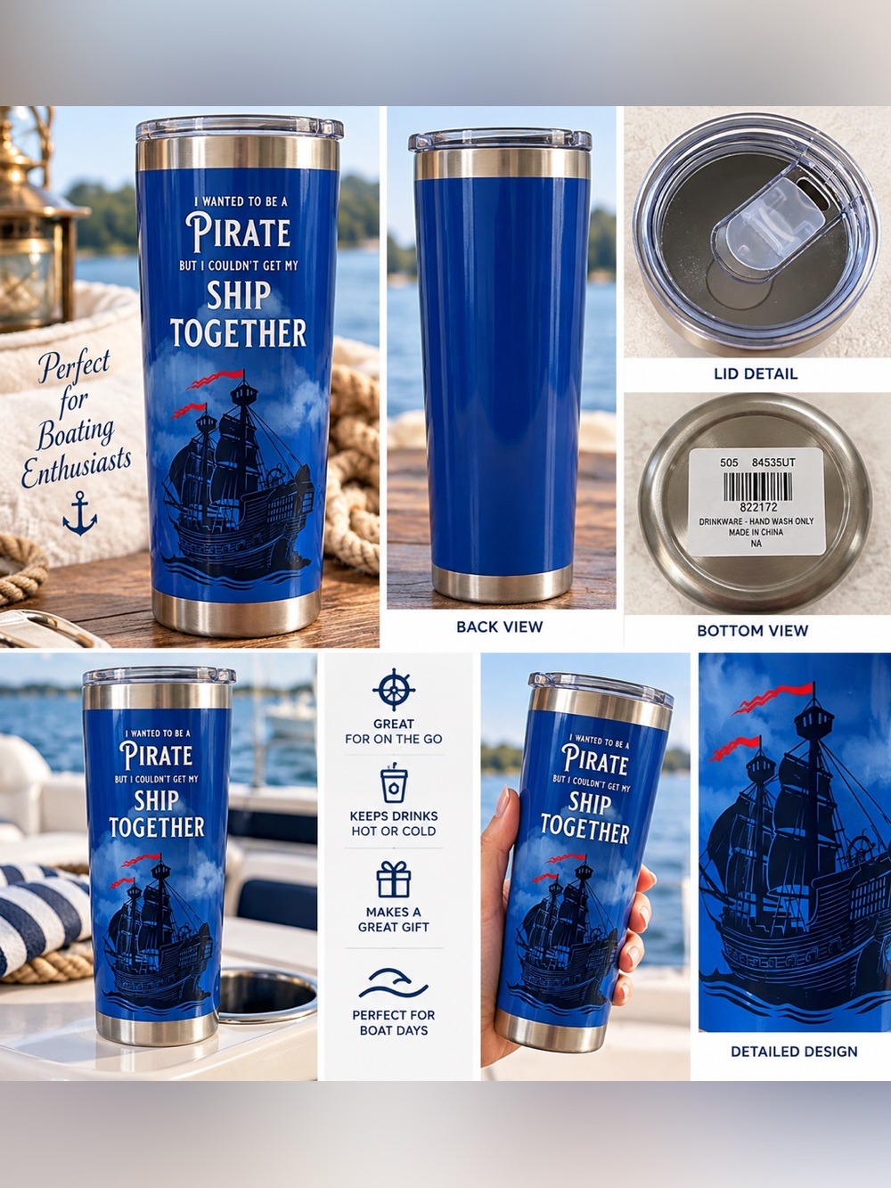 SHIP TUMBLER 🚢 🛳️ for Boating Enthusiasts 
🚩New with Tag
🚩Hand wash Only